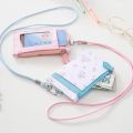 Women Floral Card Holder Wallet With Neck Strap Lanyard Badge PU Leather Wallet Bank Credit Card ID Holder Wallet Case Purse Bag.
