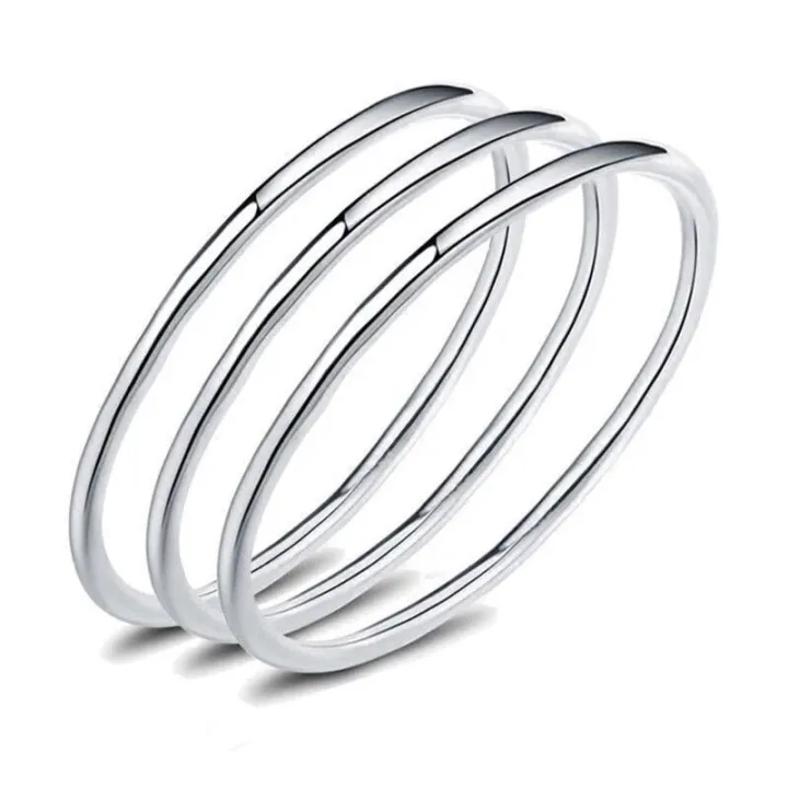 Glossy%20bracelet%20female%20999%20pure%20silver%20multi-circle%20solid%20three-ring%20student%20simple%20closed%20Korean%20version%20thin%20bracelet%20versatile%20foot%20silver%20-%20Image%203