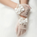 1Pair Girls Princess Dress Mesh Bow Lace Pearl Ornament Gloves Party Supplies Kids Birthday Ceremony Coronation Accessories Gift. 
