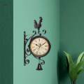 Double Sided Wall Clock, Outdoor Garden Clock Train Station Clock Vintage Wall Mounted Clock-. 