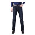 Men Jeans Straight Thin Elastic Mid Waist Breathable Denim Pants Solid Color Long Trousers Male pantalones hombre. 
