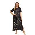Holiday Beach Mini Dress Muslim Large Size Dress for Women Casual T-shirt Home Wear Loose Star Pattern Muslim Arabia Dubai Abaya.