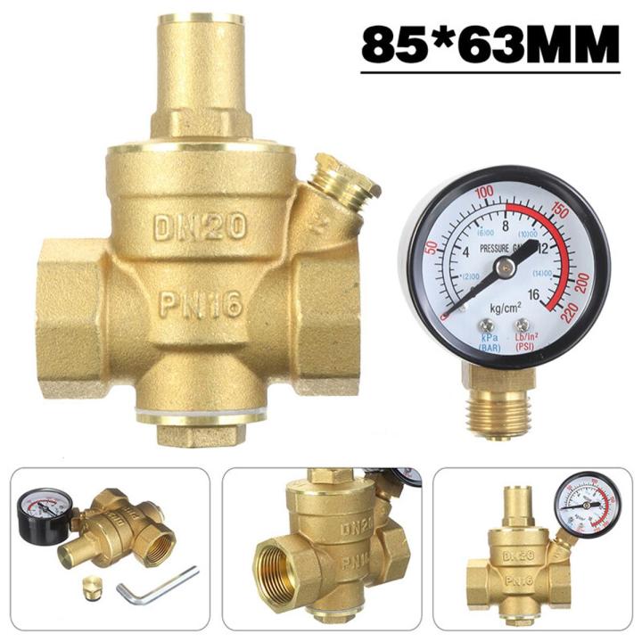 DN15 DN20 3/4" Adjustable Water Pressure Reducing Regulator Valve 1.6MPa Adjustable Water Reducing Valve With Gauge 3/4 inch Brass Household Water Pressure Reducing Regulator Release Valves
