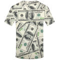 Money Dollar Bill Graphic 3D Printed T-Shirt Men Short Sleeve Crew Neck Tee Top. 