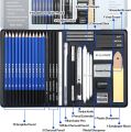 KALOUR PDAS Drawing Sketching Pencil Set, 36 Pro Art Pencil Kit, 12 Graphite Pencils (8B-5H), Black & White Charcoal Pencils, Charcoal Sticks, Stumps, Eraser, Sharpener, Tutorial, Art Supplies.