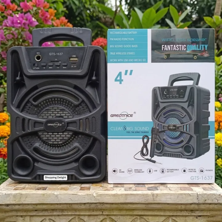 GREATNICE%20GTS-1637%20Bluetooth,%20USB,%20TF%20Card%20&%20FM%20Radio%20Supported%20Wireless%20Speaker%20&%20Mic%20-%20Image%202