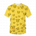 New Cute Pocket Monster Pikachu T-shirt Children's Cute Game Cartoon Print Fashion Harajuku Casual Short Sleeve Garment 4T-14T. 