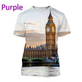 2023 New British London Big Ben Printed Short-sleeved T Shirt Men and Women Casual Clock Tower Building Streetwear Top.