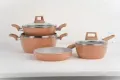 MGC/ Prestiege 7 Pcs Cookware Set For Superior Release -1Pc Casserol, 1Pc Fry pan, 1Pc Karai, 1Pc Milk pan and 3 lids Gift And Home Use.