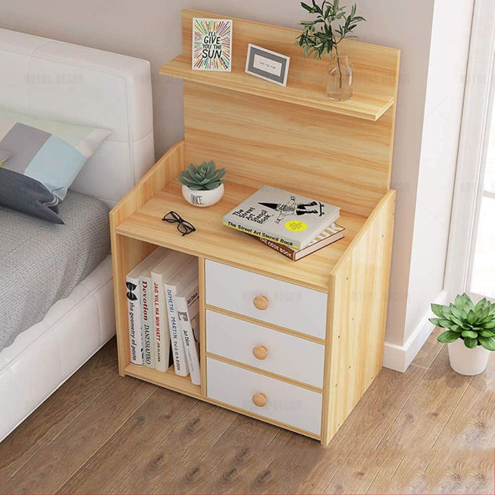 Royal Decor M32 End Table Side Table Bed Side Table With Storage Shelf Night Table Frame For Living Room Study Bedroom- Beech White Finish