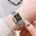 Qingwen  Women's Light Steel Watch   Female Student Fashion Simple Square Quartz Watch. 