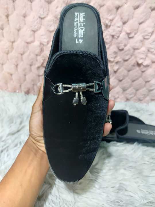 MARVEL FASHIONS NEW Fashionable Velvet Half Shoe For Men Black