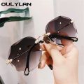 Oulylan Rimless Sunglasses Women Luxury Trimming Gradient Shades Sun Glasses Ladies Vintage Framless Eyewear UV400.