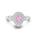 JZ075 Gold Plated Jewelry Loose Diamond Colored Diamond Pink Diamond Women's Ring Teardrop Shaped Micro Diamond Simulation Diamond Ring.