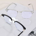 Fashion retro eyebrow half-frame anti-blue light business glasses men's and women's myopic eyewear.
