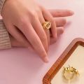 YILUOCD 2 Pcs Gold Color Spinner BFF Matching Rings Best Friend Open Rotate Ring Forever Friendship Cute Cartoon Anime Jewelry.