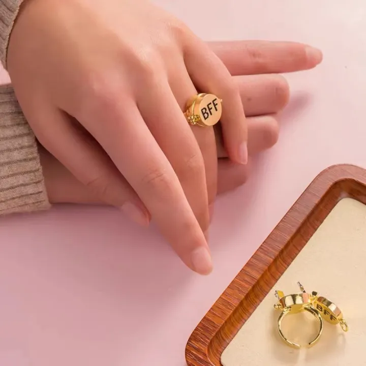 YILUOCD%202%20Pcs%20Gold%20Color%20Spinner%20BFF%20Matching%20Rings%20Best%20Friend%20Open%20Rotate%20Ring%20Forever%20Friendship%20Cute%20Cartoon%20Anime%20Jewelry%20-%20Image%203