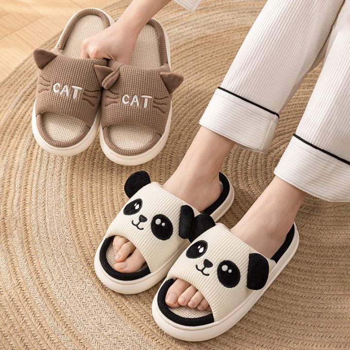 Cute%20Animal%20Slippers%20For%20Women%20Girls%20Kawaii%20Indoor%20Linen%20Slippers%20Woman%20Cartoon%20Milk%20Cow%20Panda%20Cat%20House%20Slipper%20Funny%20Shoes%20-%20Image%202