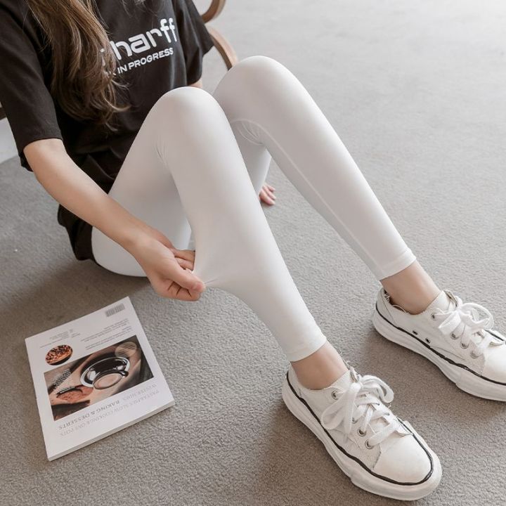 Ice%20Silk%20Leggings%20Women's%20Thin%20Outer%20Wear%20Spring%20and%20Summer%20Ultra-Thin%20Slimming%20Elastic%20plus%20Size%20Tight%20White%20Cropped%20Skinny%20Pants%20-%20Image%207
