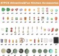 Kids Kitchen Playset 87PCS Mini Kitchen Toy Set, Toddler Cooking Pretend Play Kitchen Appliances with Light & Sound Simulation of Spray Sink Fruit Vegetable Children Role Play Toy for Girls Boys Gift. 