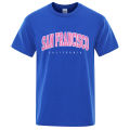San Francisco California Usa Pink City Letter Clothing Men High Quality T-Shirt Summer Cotton T-Shirts Hop Street Loose Tops. 