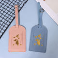 Women Men PU Leather Map Luggage Tag Suitcase Identifier Label Baggage Boarding Bag Tag Name ID Address Holder Travel Accessorie Demoo.