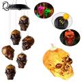 6 Leds Luminous Skull Wind Chimes IP65 Waterproof Solar Powered Color Changing Outdoor Hanging Solar Lights For Haunted House Decor. 
