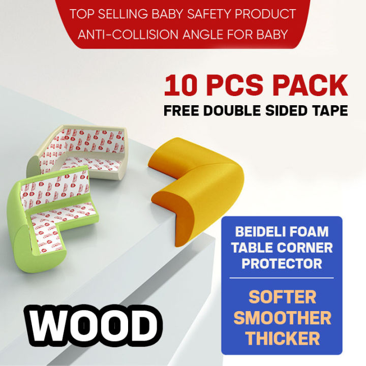 Beideli NBR Foam Table Protector Anti-Collision Baby Safety Furniture Corner Protection Edge & Corner Guards - 10 Pcs Pack (Wood)