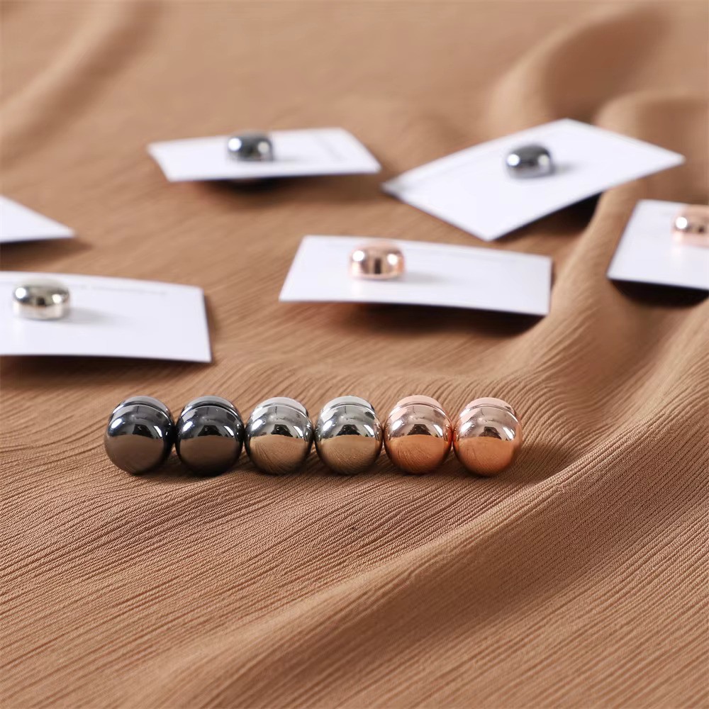 Glossy Surface No Snag Hijab Magnet Brooch Alloy Strong Magnetic Buttons Round Scarf Shawl Dual-use Collar Clip Cufflinks N569