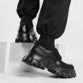 Male Leather Shoes Men 2023 New Chunky Platform Retro Work Shoes Spring Autumn Derby Shoes Highstreet Low Top Man Casual Flats BunnyGarden. 