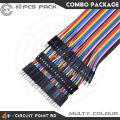 60Pcs Combo "Male to Male + Male to Female + Female to Female" Jumper Wire Cable Multycolour - connection wire for breadboard or Solderless Connection Arduino, All Sensor and Electronics.. 