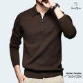 GoodMan Premium Quality Coffee Color Full Sleeve Zipper Polo Sweater for Men.. 