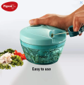 Vegetable Chopper Handy Quick Cutter for Kitchen, 3 Blade Stainless Steel, Pull String chopper. 