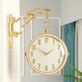 Double Sided Wall Clock,  Creativity Double Sided Metal Wall Clocks Mute European Style Living Room Restaurant Home Use Fashion Quartz Clock Bracket Clock. 