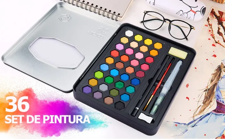 Keep%20Smiling%2036%20Colors%20Watercolor%20Cake%20Set%20%20Multicolor%20Pigment%20with%20Brush%20&%20Sponge%20Tin%20Box%20for%20School%20&%20Art%20Use%20-%20Image%204