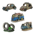 QI Resin Car Wreck Fishbowl Landscaping Various Styles Multipurpose Fish Shrimp Shelter Excellent Breeding Environment Aquarium Ornaments. 