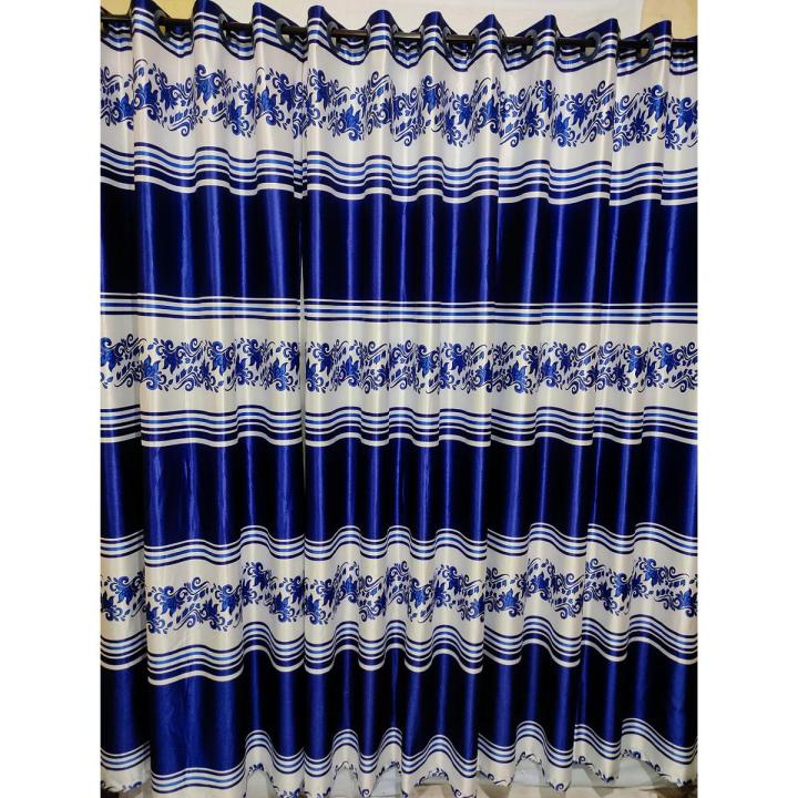 Curtain Porda Synthetic curtains Indian porda window protector 45*80 inch Deep blue and white art 4 kuchi curtain - Porda