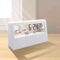 LCD Desktop Alarm Clock Transparent Calendar Weather and Digital Temperature and Humidity Display Home Appliance Smart Life.