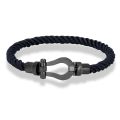 Simple Brand Horseshoe Buckle Stainless Steel Bracelet Men Women Color Cord Wristband Creative Accessories Couple Jewelry Gifts. 