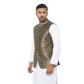 Green and golden waist coat and vest for men | Premium panjabi koti for men golden colour - Wedding dress and party dress for men. 