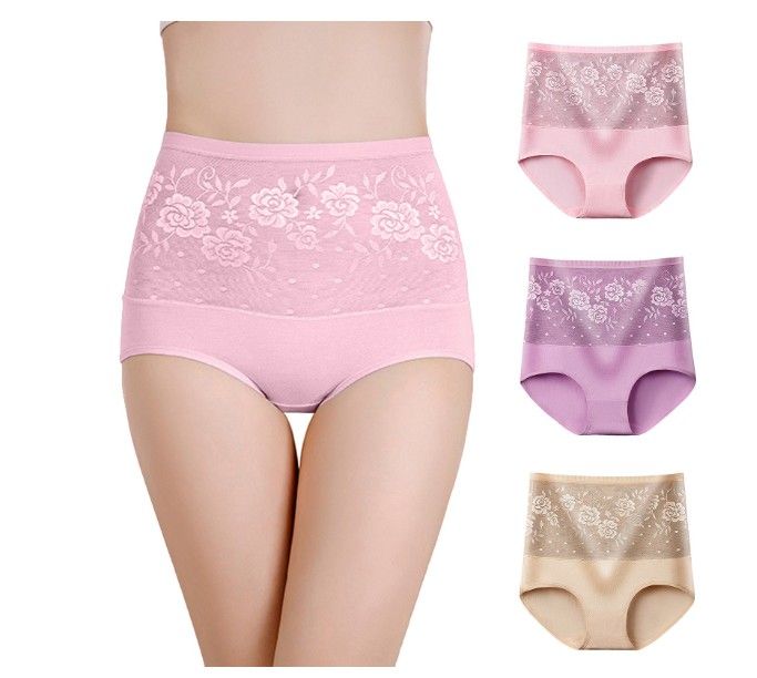 Women Underwear High Waist Cotton Panties Full Coverage Ladies Briefs- 1pcs - Panty