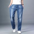 6 Colors Spring Summer Men's Thin Straight-leg Loose Jeans Classic Style Advanced Stretch Baggy Pants Male Plus Size 40 42 44. 