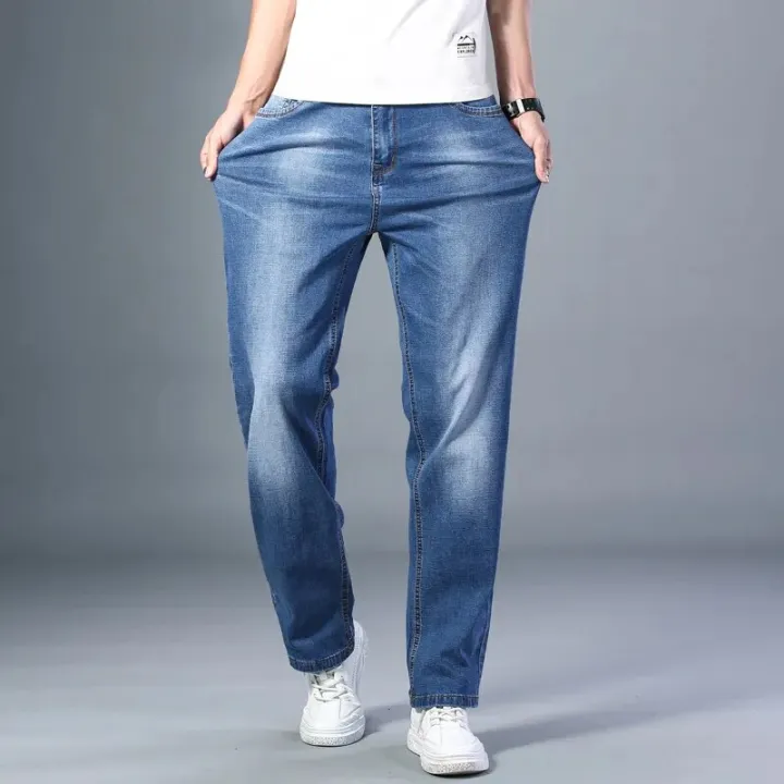 6%20Colors%20Spring%20Summer%20Men's%20Thin%20Straight-leg%20Loose%20Jeans%20Classic%20Style%20Advanced%20Stretch%20Baggy%20Pants%20Male%20Plus%20Size%2040%2042%2044%20-%20Image%202