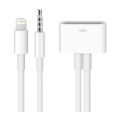 【2023】 Lightning to 30 Pin Adapter 3.5mm AUX Audio Port Support Charging Data Transmission for iPhone 6 6 Plus 5s 5c 5 4s 4 iPad iPod.