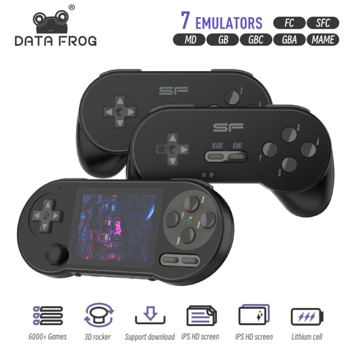 DATA FROG SF 2000 Handheld Game Console Built-in 6000 Games Classic Mini Retro Portable Video Game Players Support AV Output