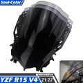 Motorcycle R Series Windshield Visor Double Bubble Windscreen Fit For YAMAHA R15M V4 (Smoke Black). 