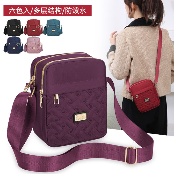 New Bag Women's Crossbody Shoulder Bag, Large Capacity Embroidered Thread, Lingge, High-grade Lightweight, Versatile, Simple Solid Color Women's Cloth Bag