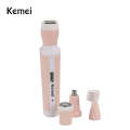 Kemei Km-3024 Multifunctional 4 In 1 Rechargeable Woman Body Shaver Eyebrow Nose Trimmer Set. 