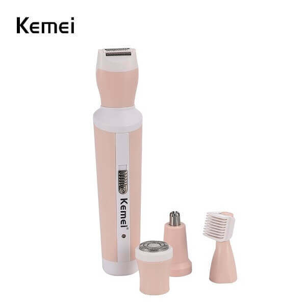 Kemei Km-3024 Multifunctional 4 In 1 Rechargeable Woman Body Shaver Eyebrow Nose Trimmer Set