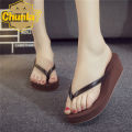 Flip Flops Women's Summer Wedge Fashion Outerwear High Heel Slippers Female Students Korean Style Platform Non-Slip Deodorant Beach Slippers. 